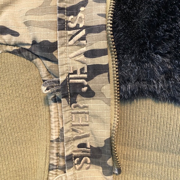 LIKE NEW Silver Jean Camo Bomber Jacket - Picture 4 of 9